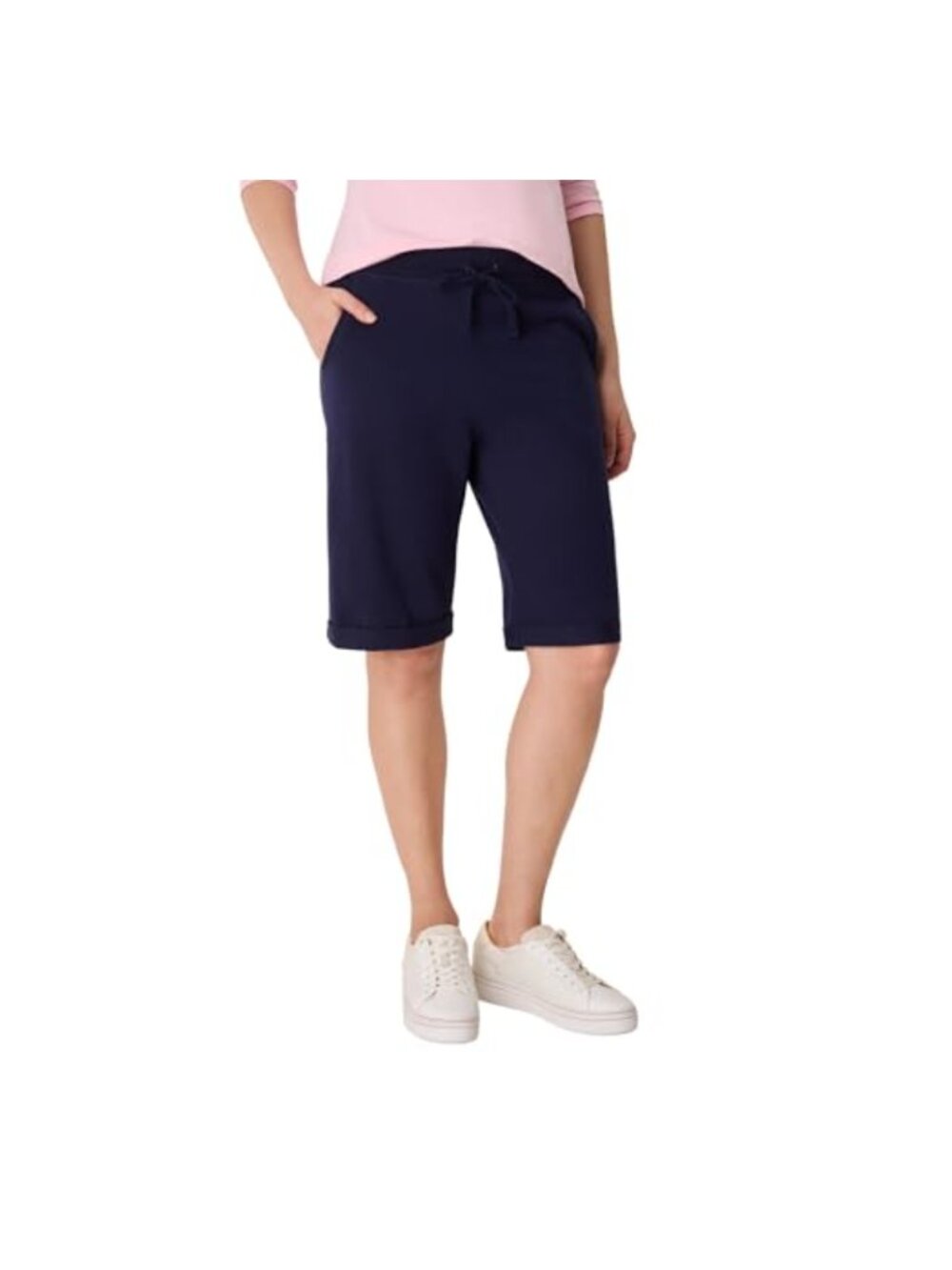French Terry Bermuda Shorts with Drawcord & Pockets